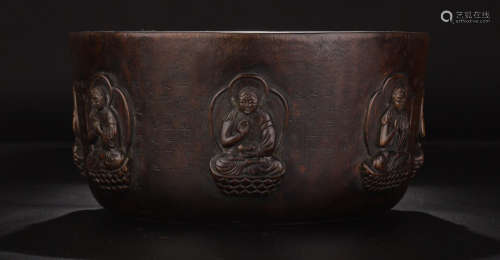 A CHENXIANG BUDDHA CARVED BOWL