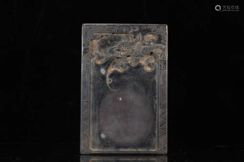 A DUAN STONE INK SLAB WITH DRAGON CARVED