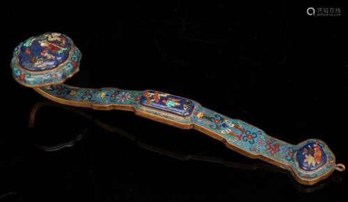 A CLOISONNE RUYI ORNAMENT WITH TREASURE INLAID