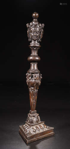 A CHENXIANG WOOD VAJRA PESTLE WITH BASE