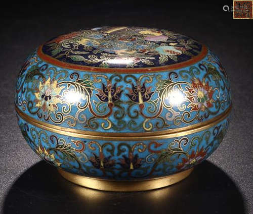 A QIANLONG MARK CLOISONNE HOLDING BOX