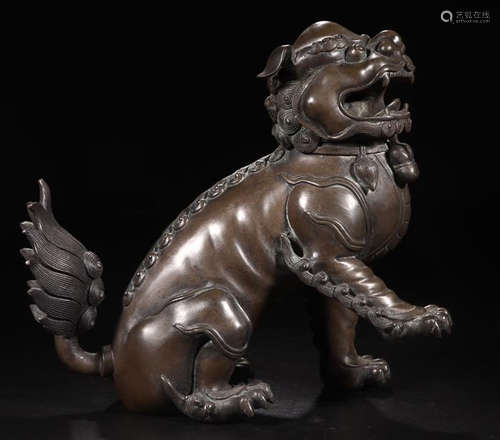 A BRONZE LION CENSER