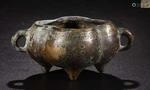 A SHIGUZHIBAO MARK BRONZE MELON CENSER