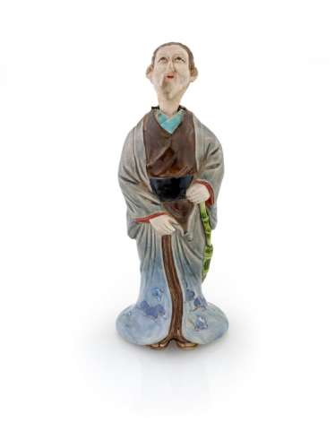 Wise figure in polychrome porcelain