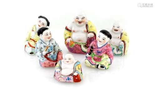 Six figures in polychrome porcelain
