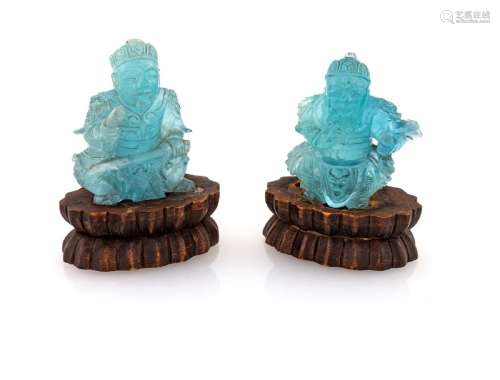 Two aquamarine sculptures