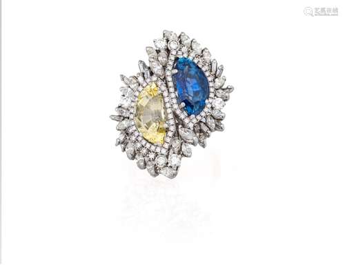 YELLOW AND BLUE SAPPHIRE RING