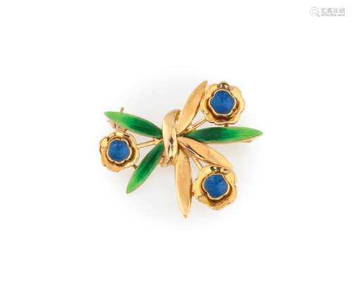 REPOSSI BROOCH WITH 3 FLOWERS