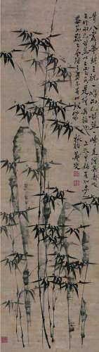 郑板桥（1693～1765） 竹石福寿 立轴 纸本