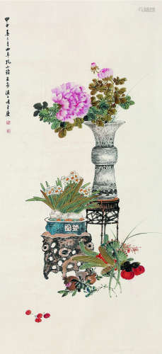 孔小瑜（1899～1984） 清供 立轴 纸本