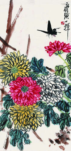 齐白石（1864～1957） 菊蝶图 立轴 纸本