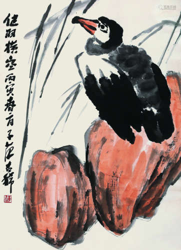 崔子范（1915～2011） 鹰 镜片 纸本