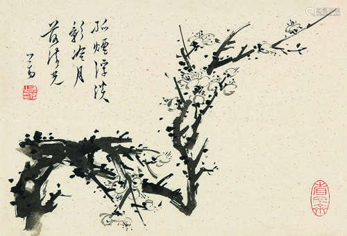 溥儒（1896～1963） 墨梅 连框 纸本