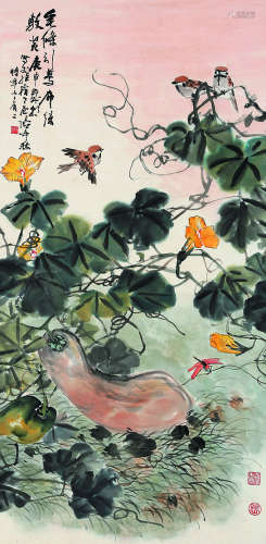 张辛稼（1909～1991） 花鸟 立轴 纸本