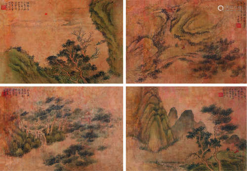 王原祁（1642～1715） 山水 册页 （八开选四） 纸本
