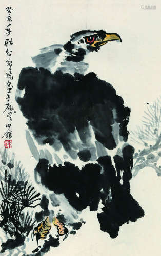 郑乃珖（1911～2005） 鹰 立轴 纸本