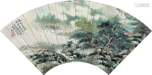 吴琴木（1894～1953） 山水 扇片 纸本