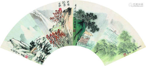 陈翔（1963～） 春夏秋冬 扇片 纸本