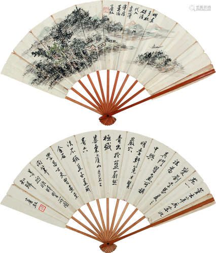 黄宾虹（1865～1955） 书画合璧 成扇 纸本