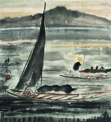 林风眠（1900～1991） 渔猎 镜片 纸本