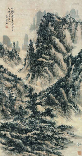 黄宾虹（1865～1955） 1945年作 拟北宋李成山水 立轴 纸本