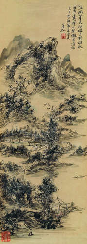 黄宾虹（1865～1955） 江城暮色初回月 立轴 纸本