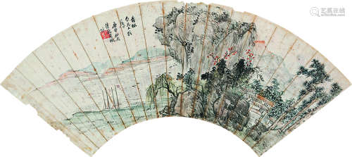 吴待秋（1878～1949） 山水 扇框 纸本