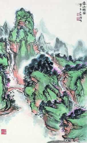 邱陶峰（1935～） 春山积翠 立轴 纸本