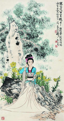 顾炳鑫（1923～2001） 仕女 镜片 纸本