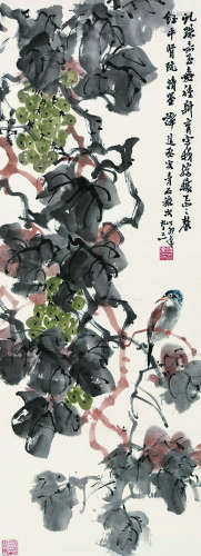 谭建丞（1898～1995） 花鸟 立轴 纸本