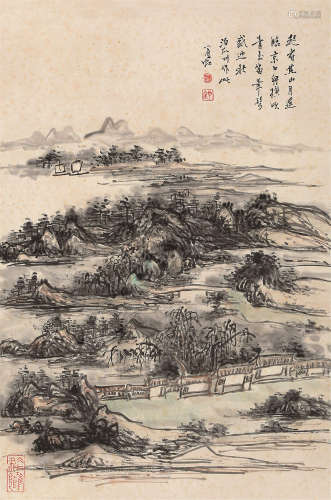 黄宾虹（1865～1955） 瓜州山水 镜片 纸本