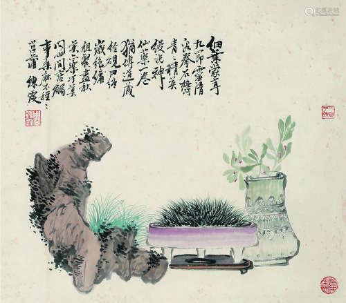周炼霞（1908～2000） 博古 立轴 纸本