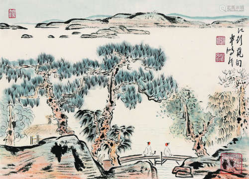 车鹏飞（1951～） 山水 连框 纸本