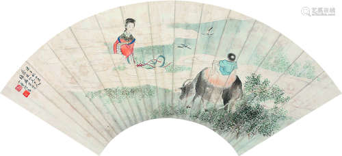 陆小曼（1903～1965） 人物故事 扇片 纸本