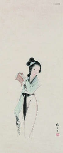 庞熏琴（1906～1985） 仕女 立轴 纸本
