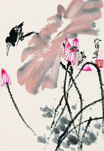 崔如琢（1944～） 花鸟 立轴 纸本