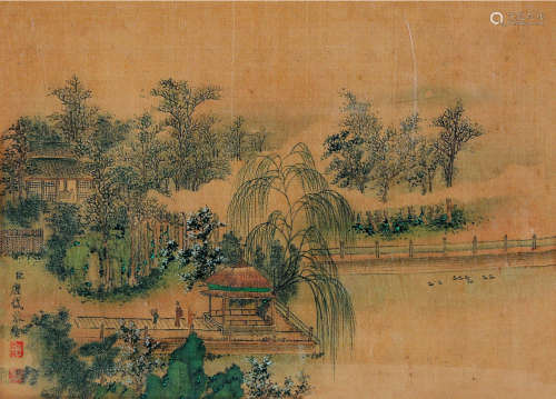 唐岱（1673～1752）（款） 山水 连框 绢本