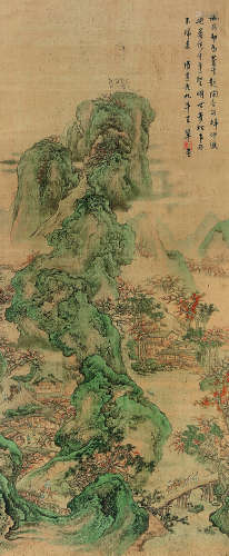 王翚（1632～1717） 青绿山水 立轴 绫本