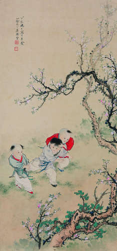 吴光宇（1908～1970） 婴戏图 立轴 纸本