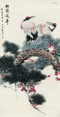 张熊（1803～1886） 松鹤延年 立轴 纸本