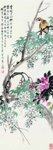 吴青霞（1910～2008） 1986年作 花鸟 立轴 纸本