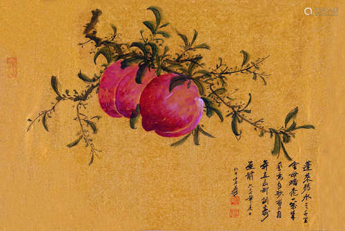 张大千（1899～1983） 祝寿图 连框 纸本