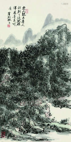 黄宾虹（1865～1955） 1943年作 拟古山水 立轴 纸本