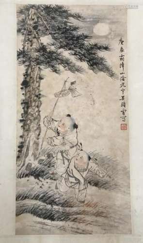 WU XIAN ZENG( 1908-1970)HANGING SCROLL COLOR ON PAPER.