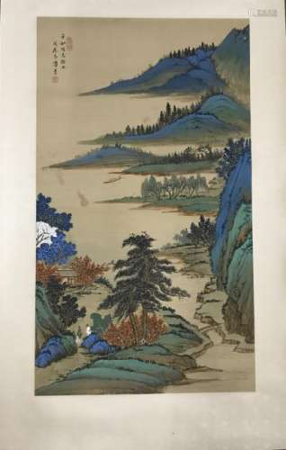 PAN SU( 1915-1992)HANGING SCROLL COLOR ON PAPER.