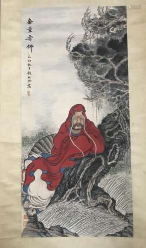 QIAN HUA FO( 1884-1964)HANGING SCROLL COLOR ON PAPER.