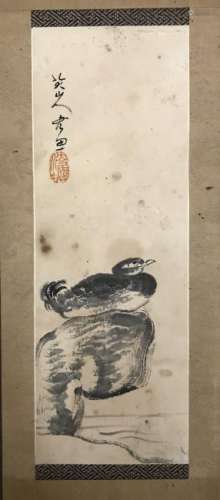 BA DA SHAN REN( 1626-1705)HANGING SCROLL INK ON PAPER.