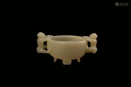 A WHITE JADE CARVING OF BOY'S WASHER. QING DYNASTY