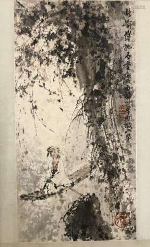 FU BAO SHI( 1904-1965)HANGING SCROLL COLOR ON PAPER.
