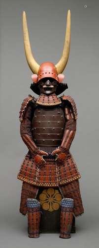 Armure de guerrier Japonais laquée rouge foncé (yo…